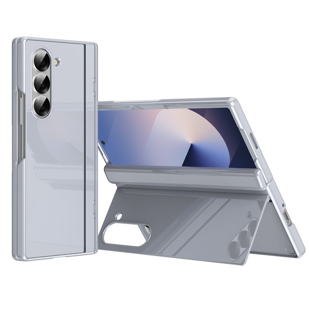 For Samsung Galaxy Z Fold6 5G PC Phone Case with Back Cover Kickstand and Tempered Glass Film