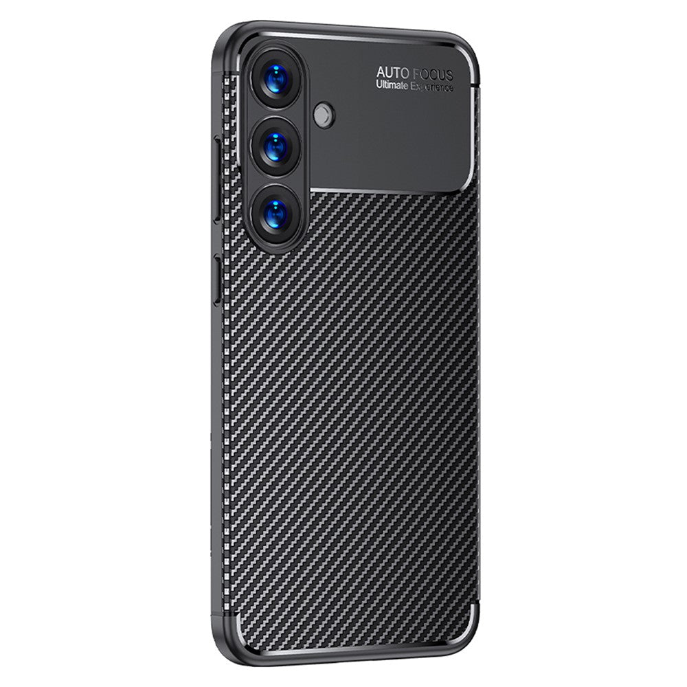 Samsung Galaxy S25-cover med kulfiberstruktur, TPU-mobilbeskyttelse, varmeafledning