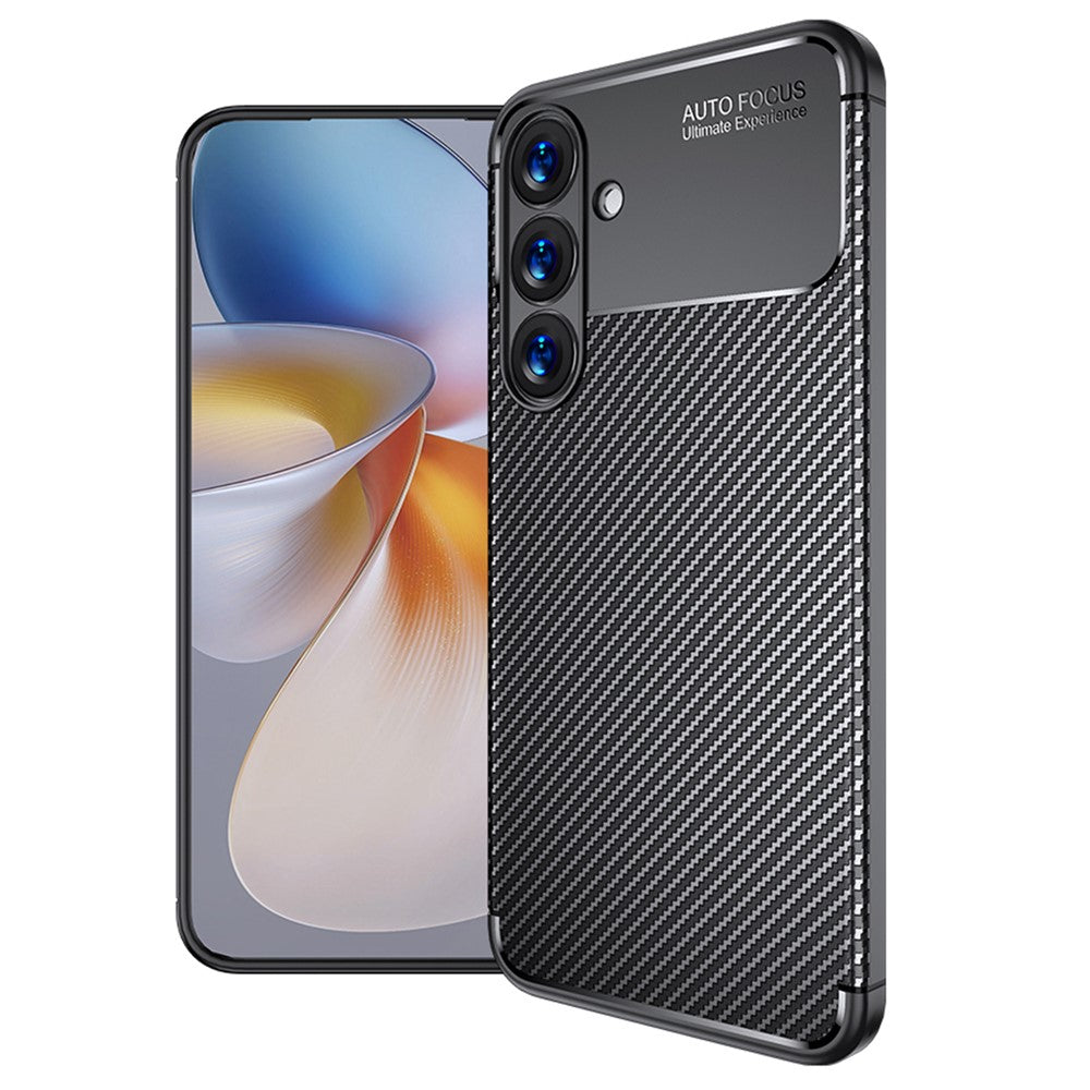 For Samsung Galaxy S25+ Case Carbon Fiber Texture TPU Phone Cover Heat Dissipation