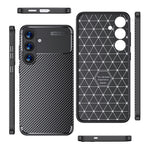 Samsung Galaxy S25+ TPU-mobilcover med kulfiberstruktur og varmeafledning