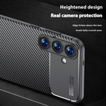 Samsung Galaxy S25+ TPU-mobilcover med kulfiberstruktur og varmeafledning