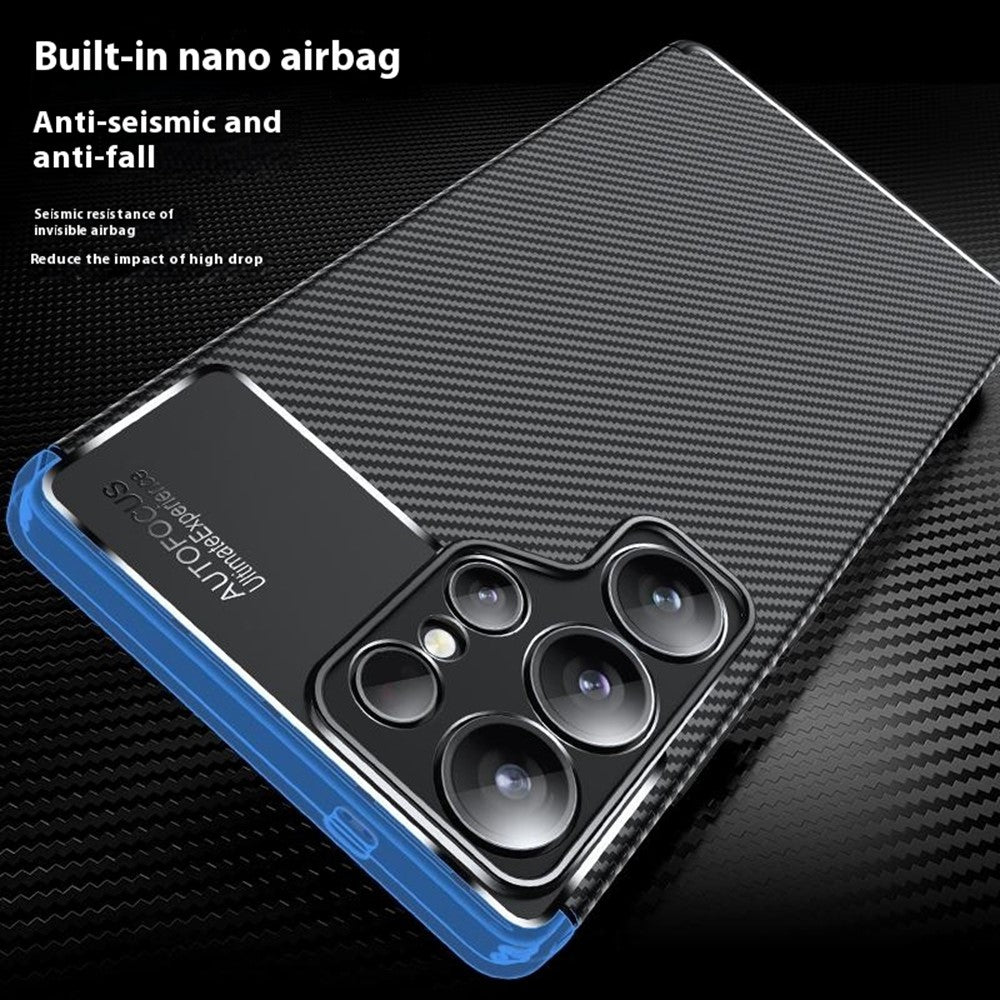 Samsung Galaxy S25 Ultra-skal med kulfiberstruktur i TPU, varmeafledning