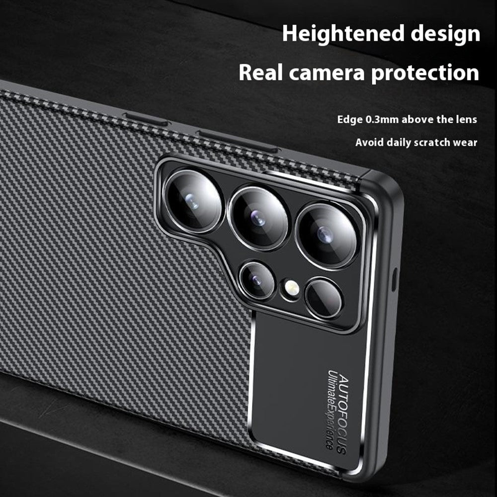 Samsung Galaxy S25 Ultra-skal med kulfiberstruktur i TPU, varmeafledning