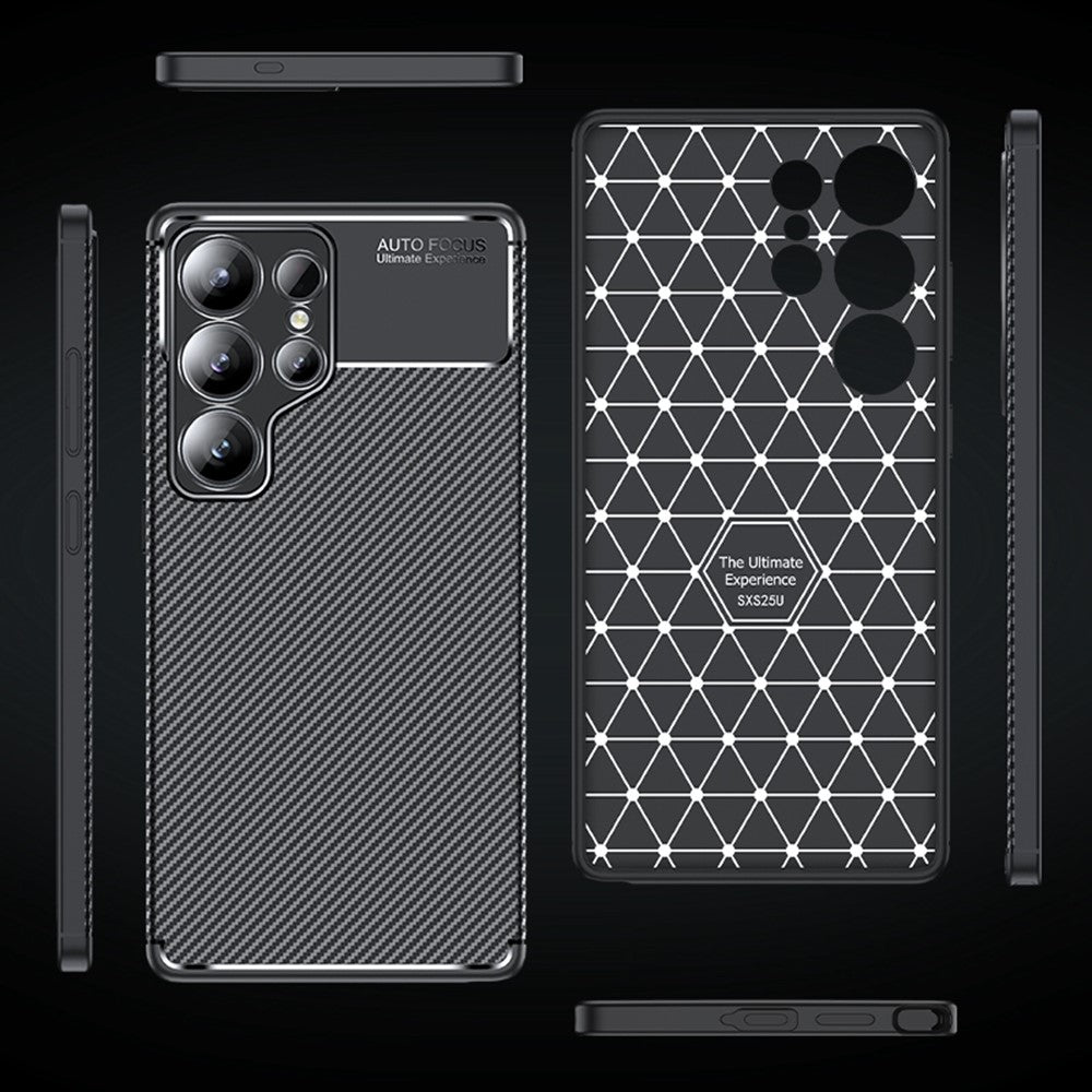 Samsung Galaxy S25 Ultra-skal med kulfiberstruktur i TPU, varmeafledning