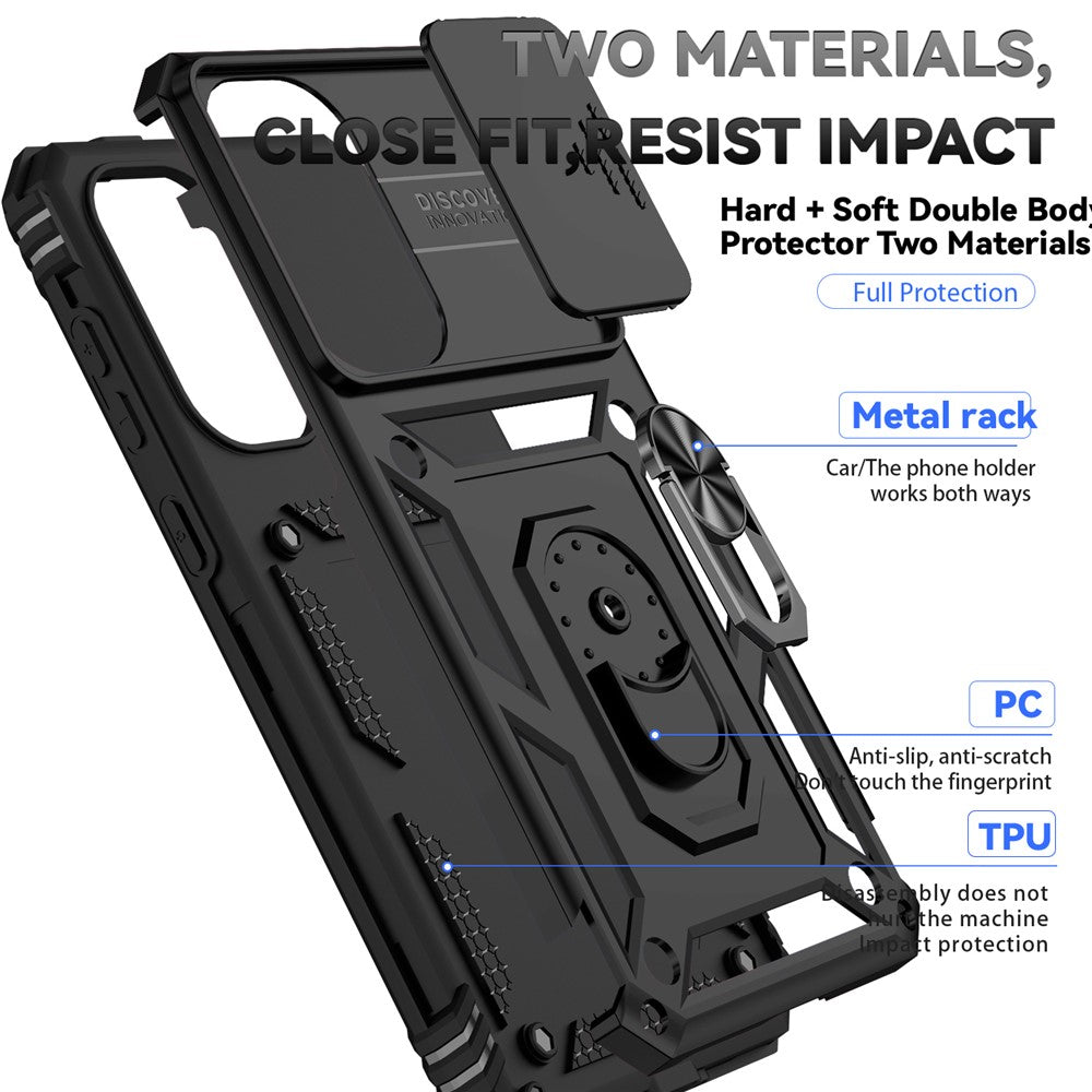 Til Samsung Galaxy A36 5G / A56 5G Cover PC + TPU Telefoncover med Linsebeskyttelse Støttefod