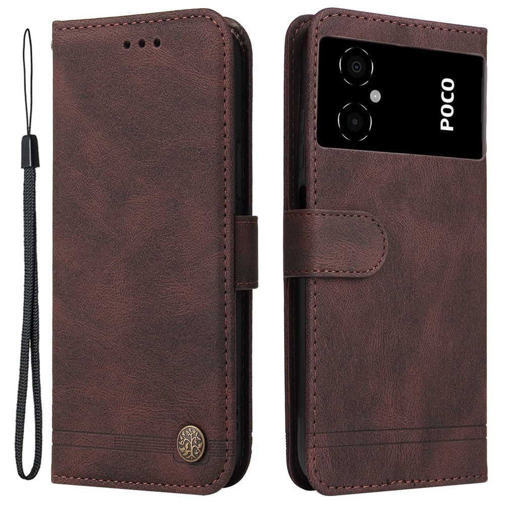 For Xiaomi Poco M4 5G / M5 (India) 4G Leather Wallet Cases Skin Touch Phone Cover Stand with Strap