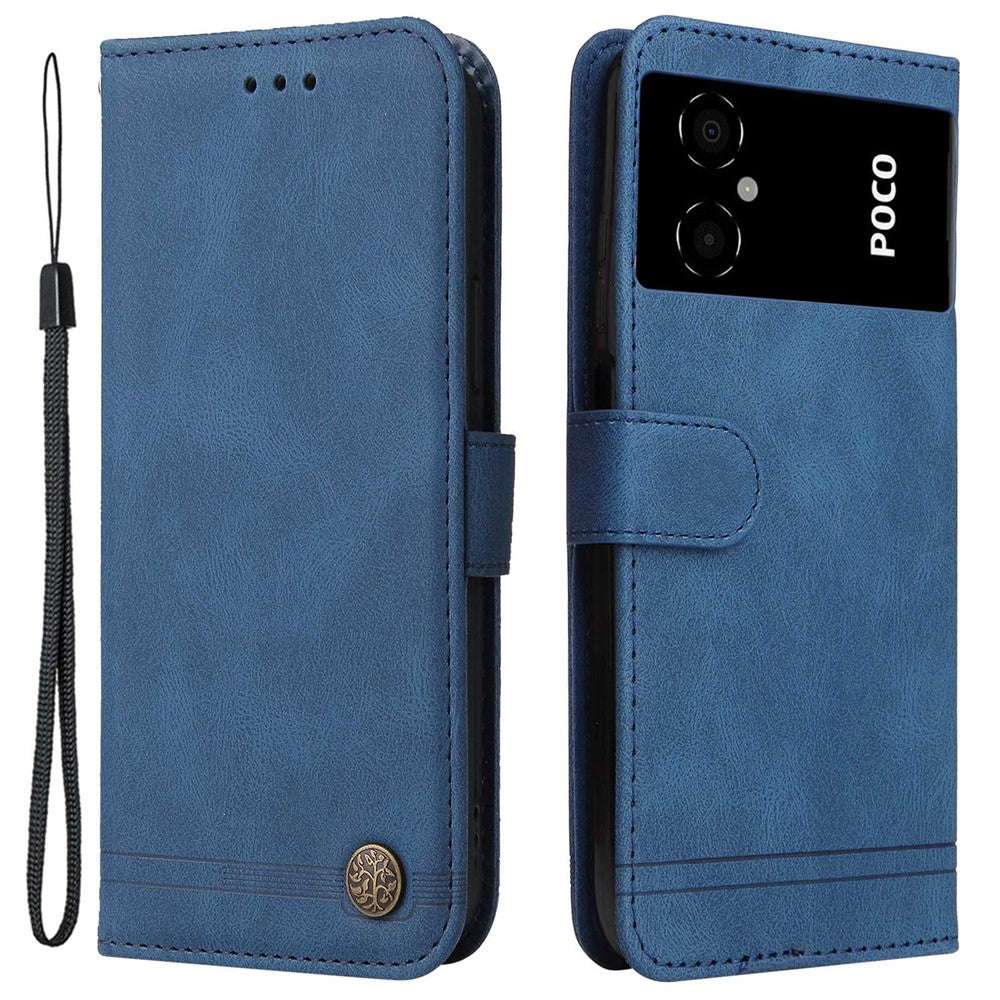 For Xiaomi Poco M4 5G / M5 (India) 4G Leather Wallet Cases Skin Touch Phone Cover Stand with Strap