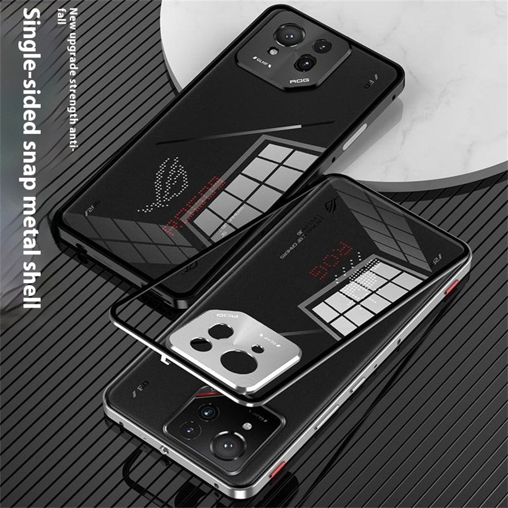 For Asus ROG Phone 9 Pro 5G / Phone 9 5G Case Metal Frame Tempered Glass Back Mobile Cover with Slide Key