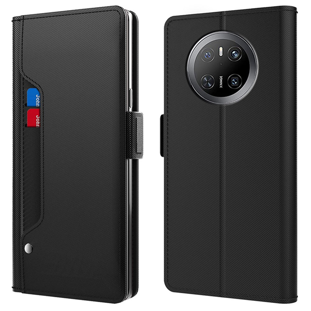 For Huawei Mate 70 Case Stand PU Leather Phone Cover Card Holder Mirror