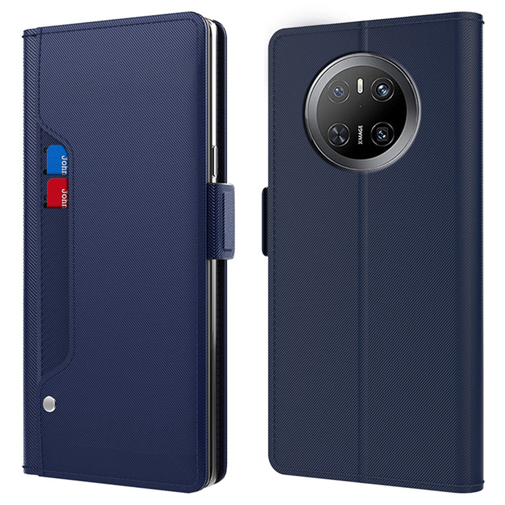 For Huawei Mate 70 Case Stand PU Leather Phone Cover Card Holder Mirror