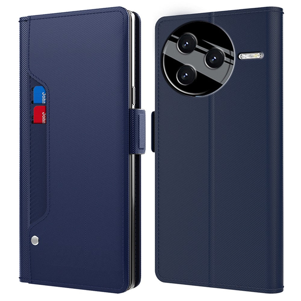 For Xiaomi Poco F7 Pro 5G / Redmi K80 5G Case Stand PU Leather Phone Cover Card Holder Mirror