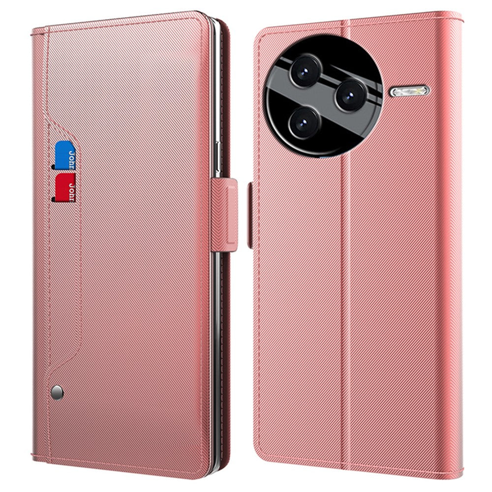 For Xiaomi Poco F7 Pro 5G / Redmi K80 5G Case Stand PU Leather Phone Cover Card Holder Mirror