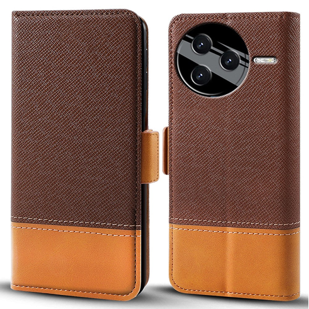 For Xiaomi Poco F7 Pro 5G / Redmi K80 5G Case Color Splicing PU Leather Wallet Phone Cover