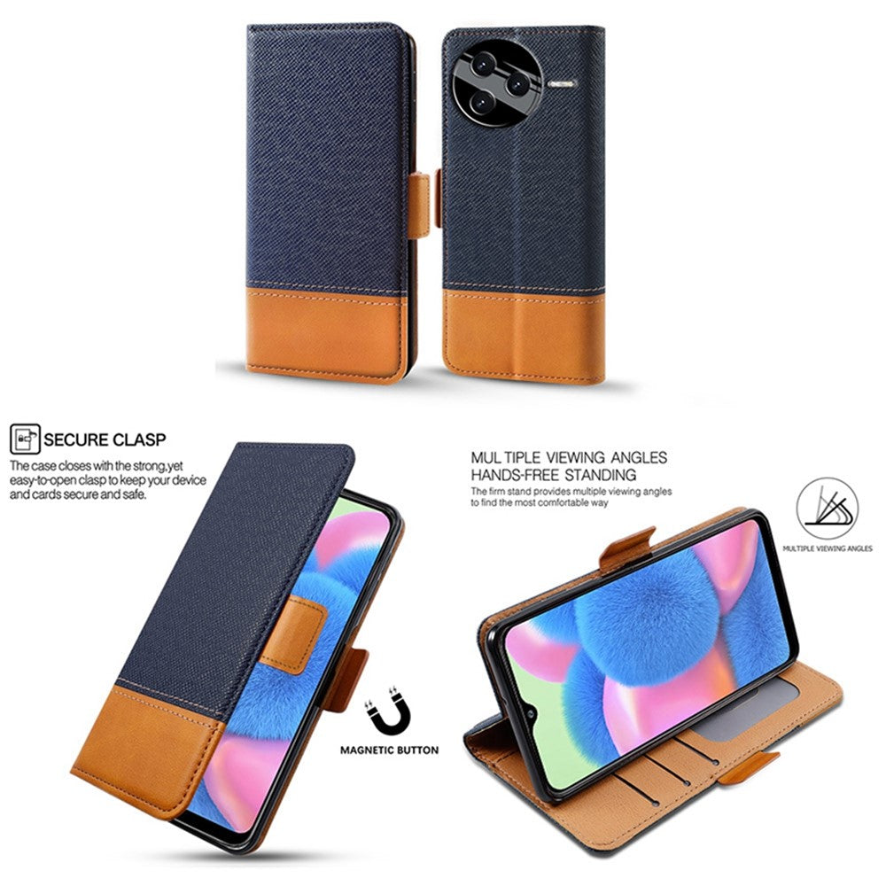 For Xiaomi Poco F7 Pro 5G / Redmi K80 5G Case Color Splicing PU Leather Wallet Phone Cover