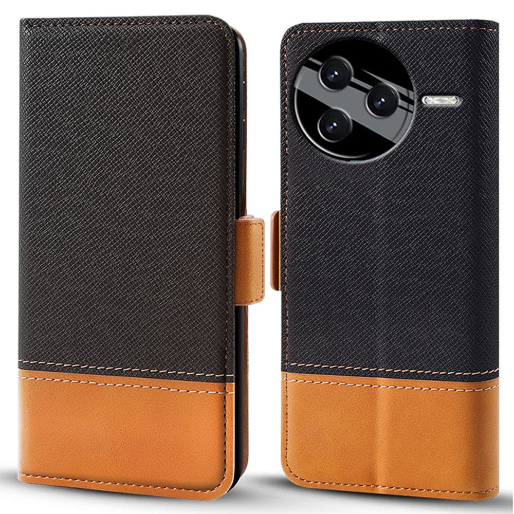For Xiaomi Poco F7 Pro 5G / Redmi K80 5G Case Color Splicing PU Leather Wallet Phone Cover