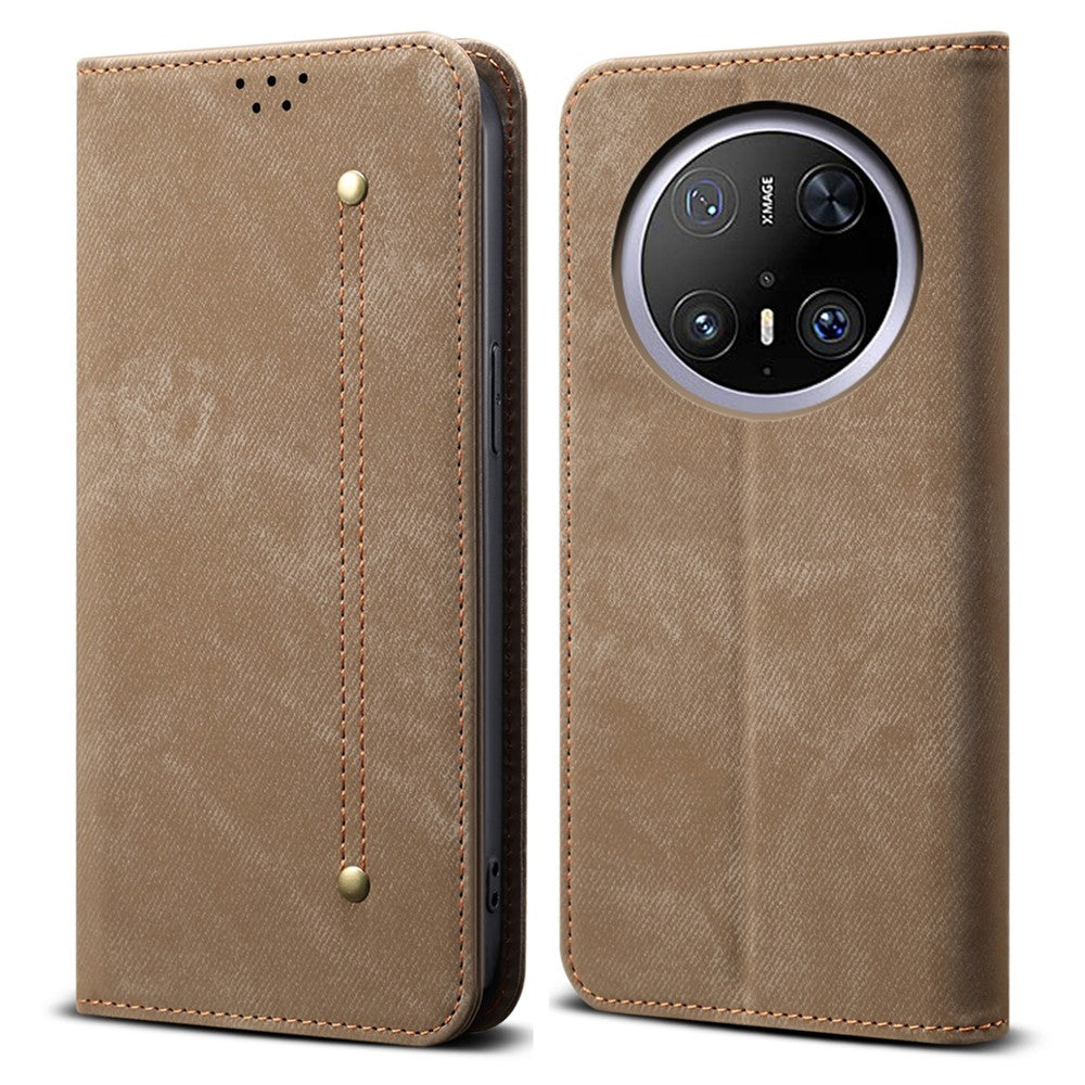 For Huawei Mate 70 Pro / Mate 70 Pro+ Case Jeans Cloth Texture Anti-Scratch Leather Stand Phone Cover