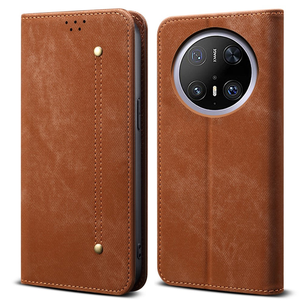 For Huawei Mate 70 Case Jeans Cloth Texture Anti-Scratch Leather Stand Phone Cover