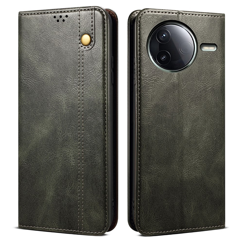For Xiaomi Poco F7 Pro 5G / Redmi K80 5G Case Crazy Horse Texture Waxy Leather Wallet Stand Phone Cover