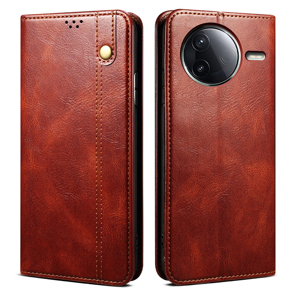 For Xiaomi Poco F7 Pro 5G / Redmi K80 5G Case Crazy Horse Texture Waxy Leather Wallet Stand Phone Cover