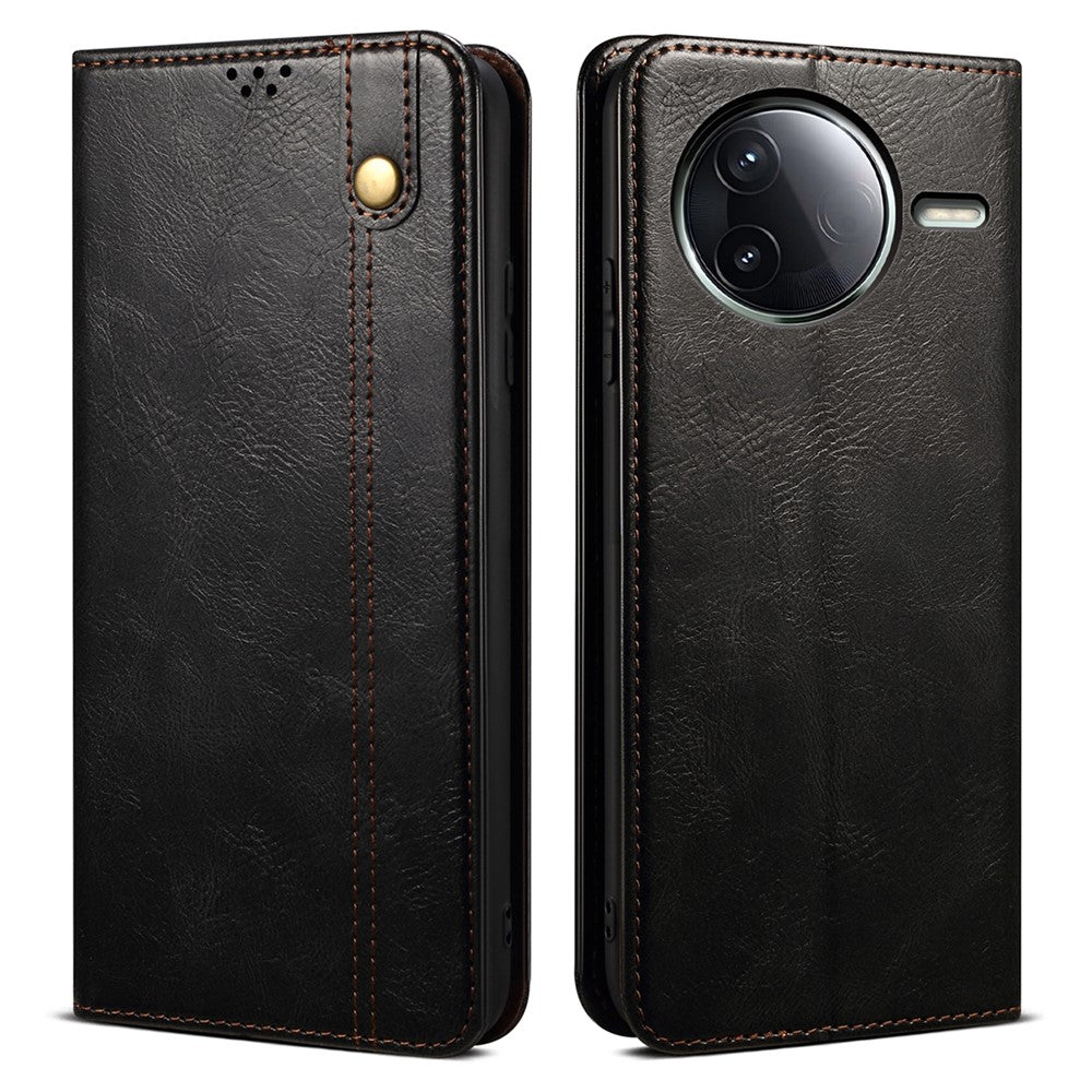 For Xiaomi Poco F7 Pro 5G / Redmi K80 5G Case Crazy Horse Texture Waxy Leather Wallet Stand Phone Cover