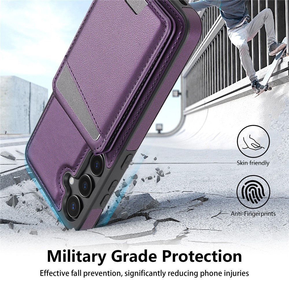 Til Samsung Galaxy A55 5G Magnetisk Etui Aftagelig Kortholder Støtteben Læder Bagcover