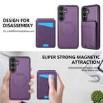 Til Samsung Galaxy A55 5G Magnetisk Etui Aftagelig Kortholder Støtteben Læder Bagcover