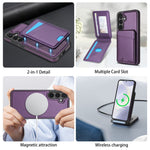 Til Samsung Galaxy A55 5G Magnetisk Etui Aftagelig Kortholder Støtteben Læder Bagcover