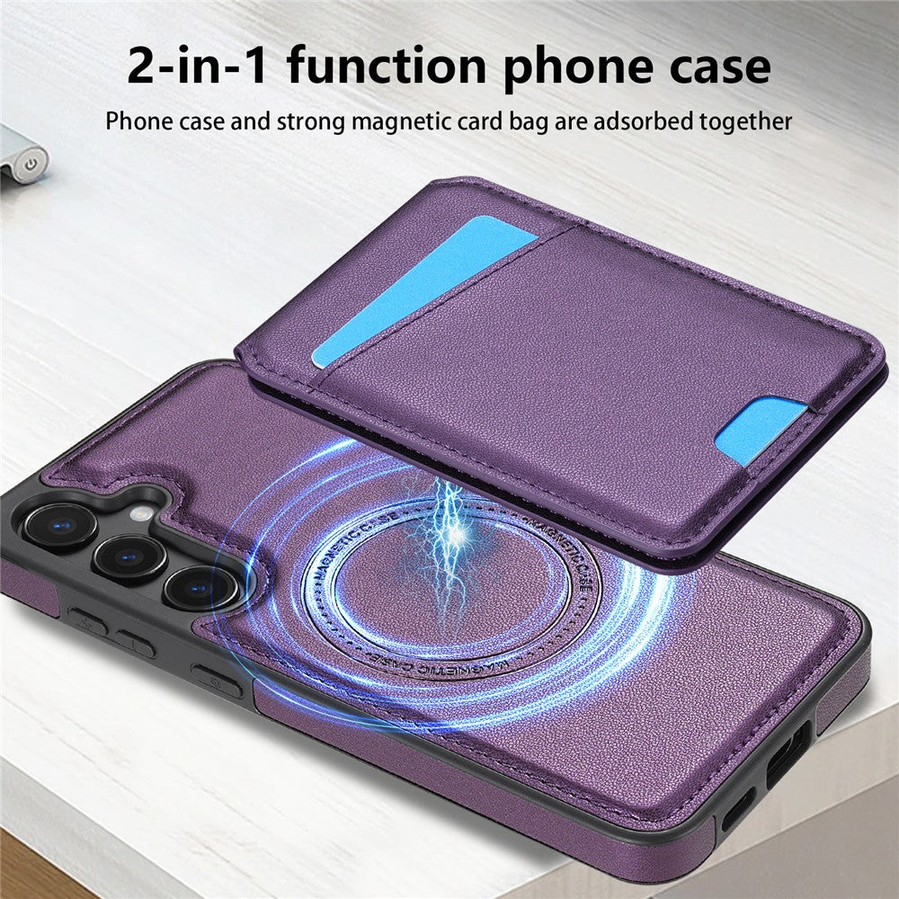 Til Samsung Galaxy A55 5G Magnetisk Etui Aftagelig Kortholder Støtteben Læder Bagcover