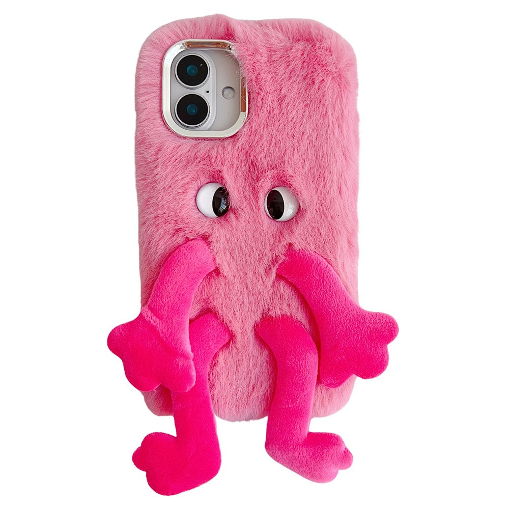 Til iPhone 16 Fluffy Telefoncover Langt Ben Udtryksfuldt Øje TPU Mobilcover