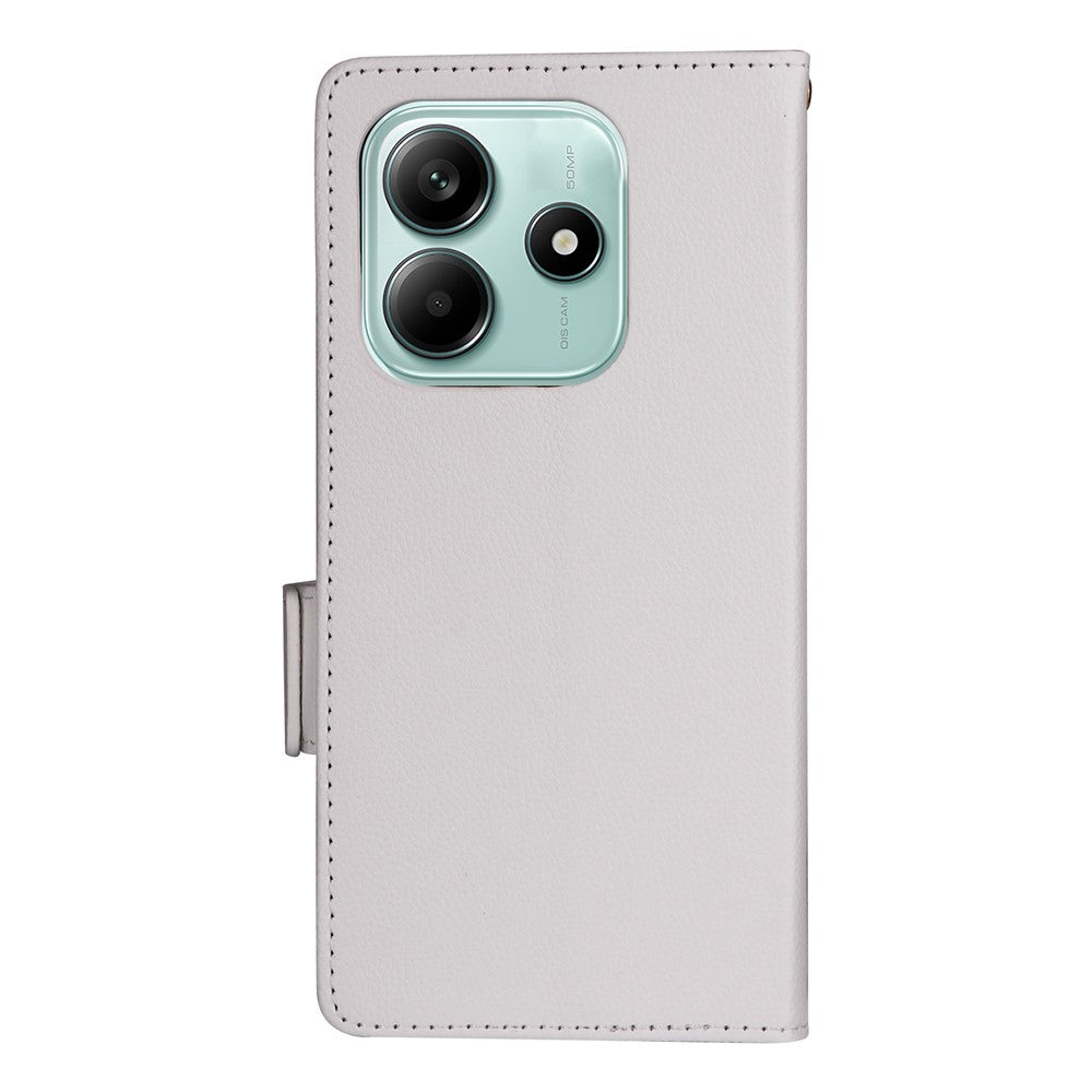 For Xiaomi Redmi Note 14 5G Case with Wrist Strap Litchi Texture PU Leather Wallet Phone Cover
