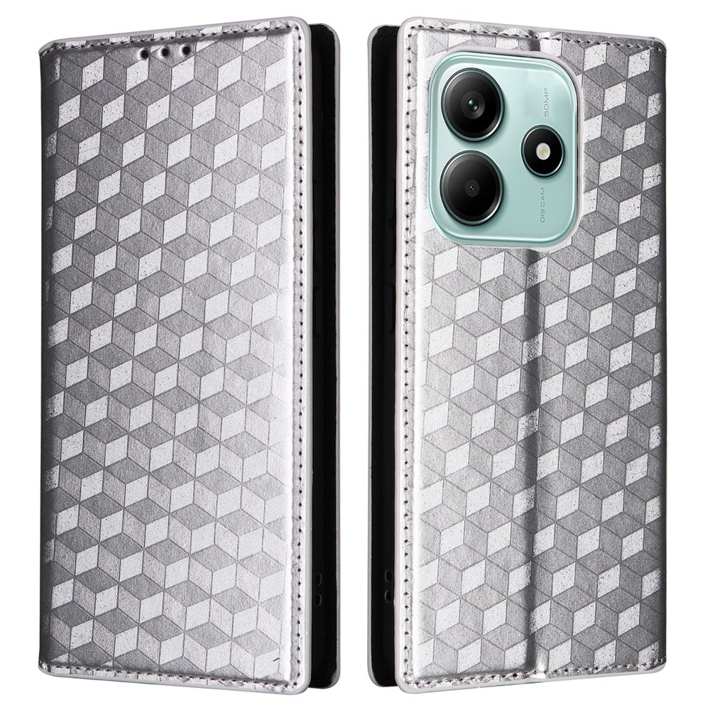 For Xiaomi Redmi Note 14 5G Wallet Case Rhombus Imprinted Leather Phone Cover