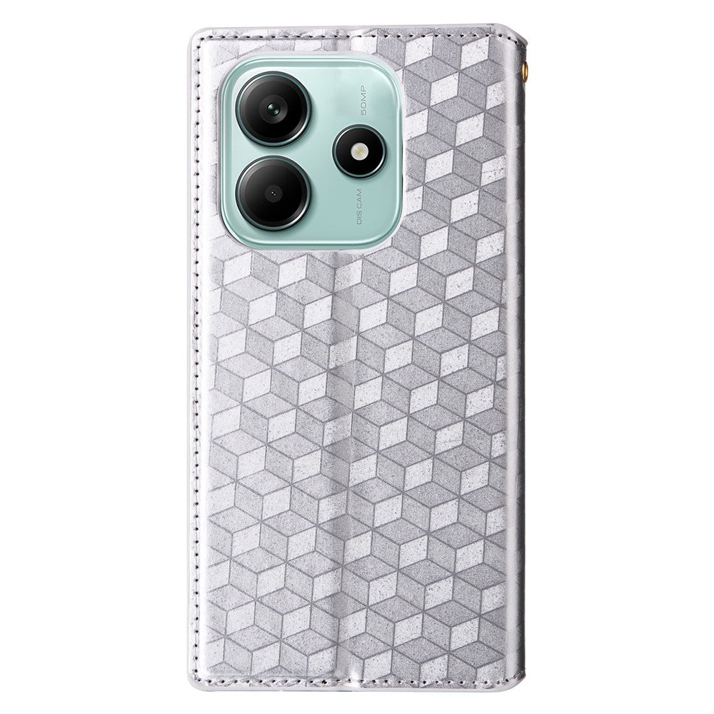 For Xiaomi Redmi Note 14 5G Wallet Case Rhombus Imprinted Leather Phone Cover
