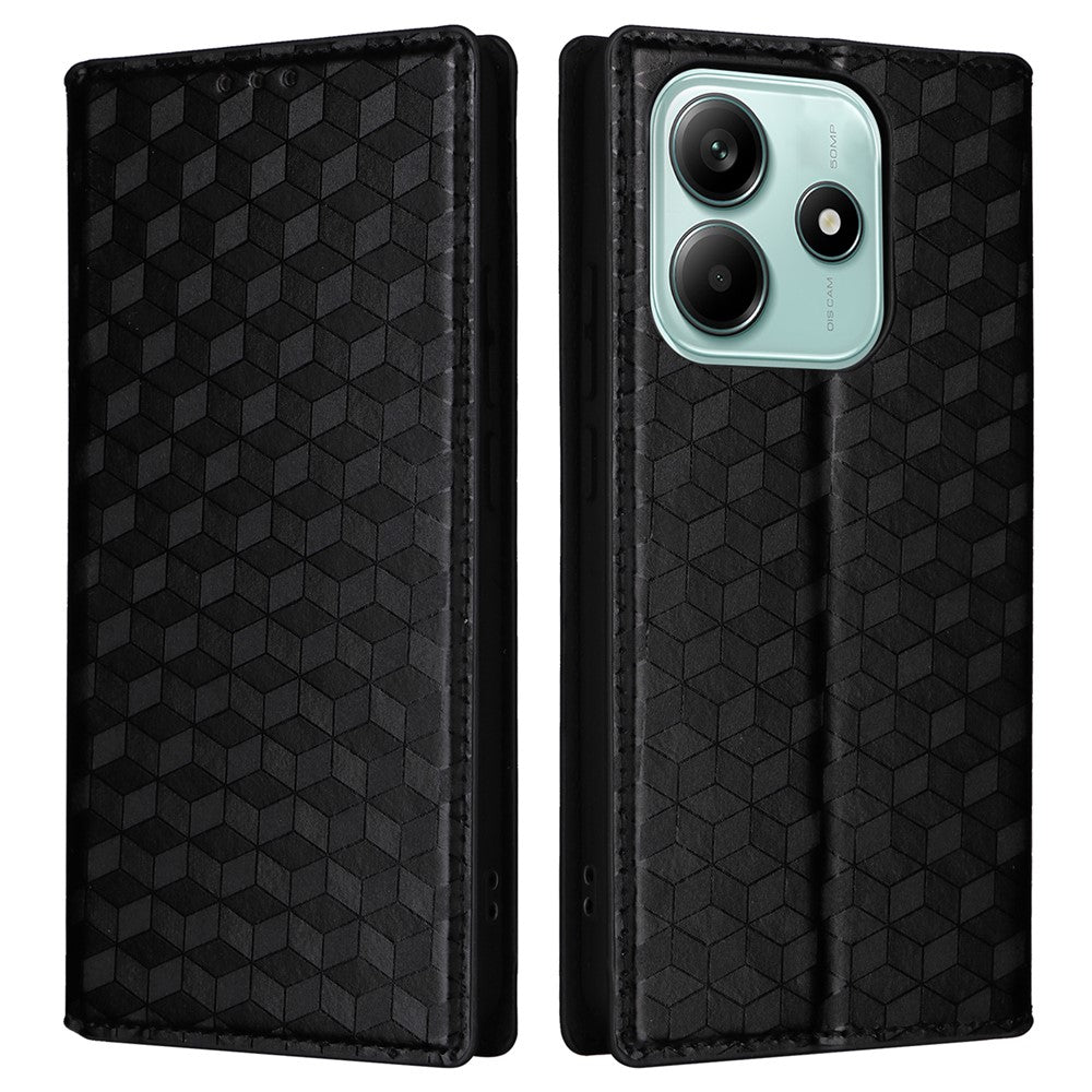 For Xiaomi Redmi Note 14 5G Wallet Case Rhombus Imprinted Leather Phone Cover