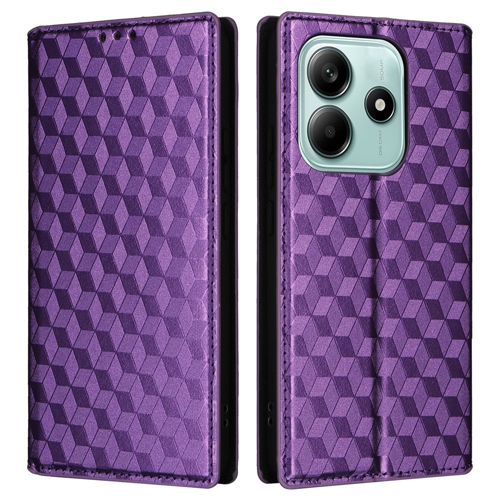 For Xiaomi Redmi Note 14 5G Wallet Case Rhombus Imprinted Leather Phone Cover