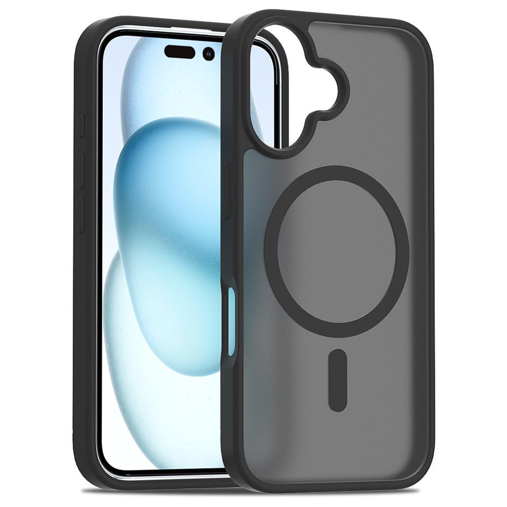 For iPhone 16 Plus Compatible with MagSafe TPU Frame Acrylic Back Phone Cover Skin Touch