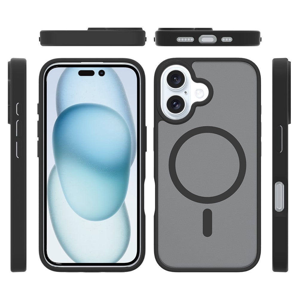 For iPhone 16 Plus Compatible with MagSafe TPU Frame Acrylic Back Phone Cover Skin Touch