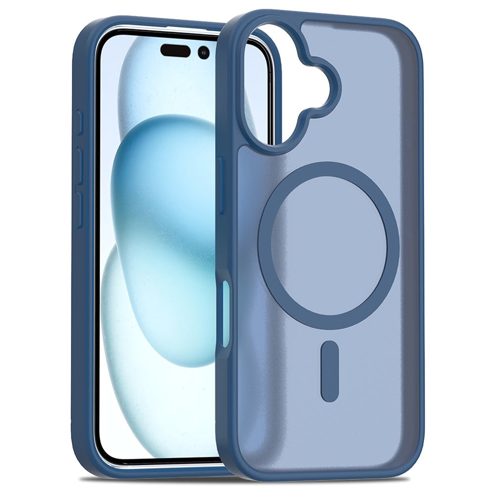 For iPhone 16 Plus Compatible with MagSafe TPU Frame Acrylic Back Phone Cover Skin Touch