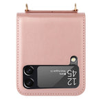 HANMAN Mill-serien för Samsung Galaxy Z Flip4 5G, vikbart PU-läderfodral med korthållare, reptåligt mobilfodral med handrem