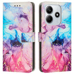 For Xiaomi Redmi Note 14 5G Stand Case Marble Pattern PU Leather Wallet Phone Cover with Wrist Strap