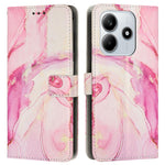 For Xiaomi Redmi Note 14 5G Stand Case Marble Pattern PU Leather Wallet Phone Cover with Wrist Strap