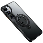 For Samsung Galaxy S25 Magnetic Case Kickstand Matte PC + TPU Phone Cover with Silicone Ring