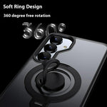 For Samsung Galaxy S25 Magnetic Case Kickstand Matte PC + TPU Phone Cover with Silicone Ring