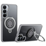For Samsung Galaxy S25 Magnetic Case Kickstand Matte PC + TPU Phone Cover with Silicone Ring
