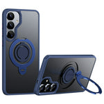 For Samsung Galaxy S25 Magnetic Case Kickstand Matte PC + TPU Phone Cover with Silicone Ring