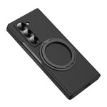 Magnetic Phone Case for Samsung Galaxy Z Fold Special Ring Kickstand Hard PC Cover with Tempered Glass Screen Film