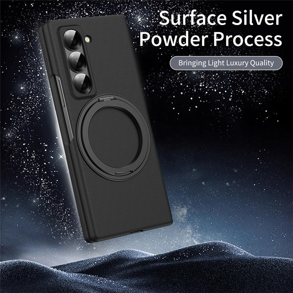 Magnetic Phone Case for Samsung Galaxy Z Fold Special Ring Kickstand Hard PC Cover with Tempered Glass Screen Film
