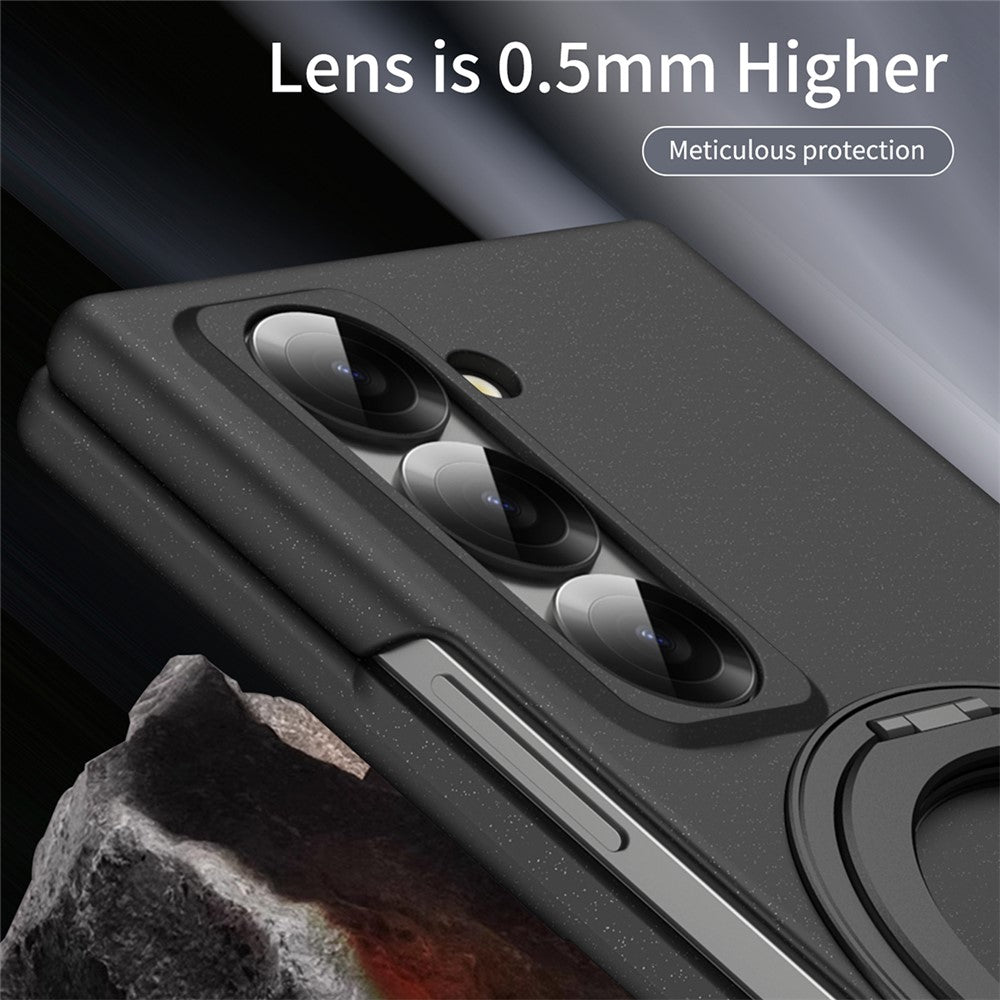Magnetic Phone Case for Samsung Galaxy Z Fold Special Ring Kickstand Hard PC Cover with Tempered Glass Screen Film