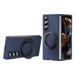 Magnetic Phone Case for Samsung Galaxy Z Fold Special Ring Kickstand Hard PC Cover with Tempered Glass Screen Film