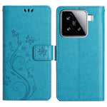 For Xiaomi 15 Leather Wallet Case Butterfly Flower Imprinted Phone Cover with Strap