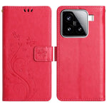 For Xiaomi 15 Leather Wallet Case Butterfly Flower Imprinted Phone Cover with Strap